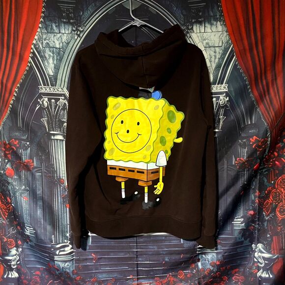 H&M Hooded Sweatshirt Men's M Brown Cotton SpongeBob SquarePants Streetwear - Picture 2 of 6